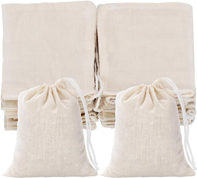 Tatuo 3 x 4 Inches Muslin Cotton Drawstring Bags Canvas Linen Sachet Bag Reusable Empty Gift Pouch for Party Home Supplies