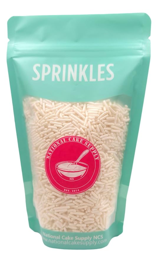 NCS Pearlized White Jimmies Edible Sprinkles – Cupcake, Cake & Cookie Decorations, 7 oz
