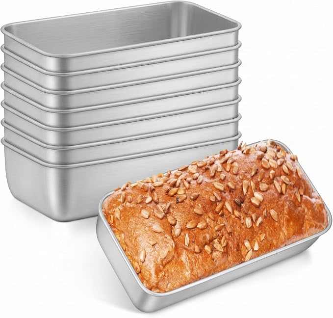 Leonyo 8 Pack 9x5IN Loaf Pans for Baking Bread, 9x5IN Stainless Steel Bread Loaf Pans Set for Homemade Meatloaf, Bananas, Brownies, Lasagnas, Dishwasher Oven Safe