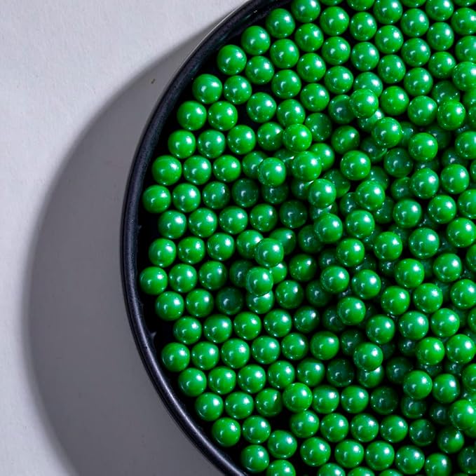 Christmas Green Sprinkles for Cake Decorating 130g 4.6OZ, Edible Pearls,Cake Sprinkles,Cookie Sprinkles,Sugar Pearl, Edible Candy Pearls for Cake Cupcake Decorationg (7mm-Dark Green)