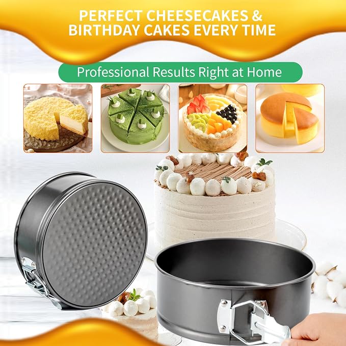 Springform Pan Set, 7 8 9 Inch Leakproof Cheesecake Pans | Premium nonstick carbon steel; Leak-resistant design; Ideal for cheesecake, mousse and layer cakes