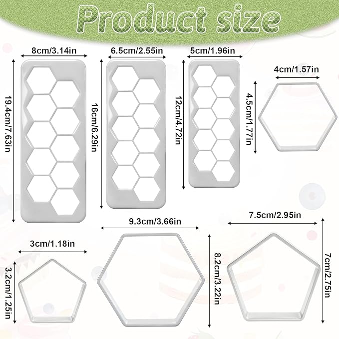 7 Pack Soccer Cookie Cutter Football Cookie Cutter Hexagon Cookies Cutters Football Mold Footballs Cake Decorations Soccer Cake Fondant Baking Molds for Baking Biscuit and Sandwiches
