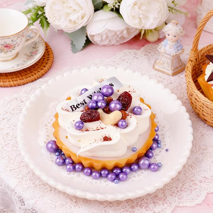 Purple Pearl Sprinkles for Cake Decorating, 4 Sizes Sugar 130g/4.6oz, Cupcake, Ice Cream, Donuts, Macaron Toppings Supplies (2mm, 4mm, 7mm, 1cm)