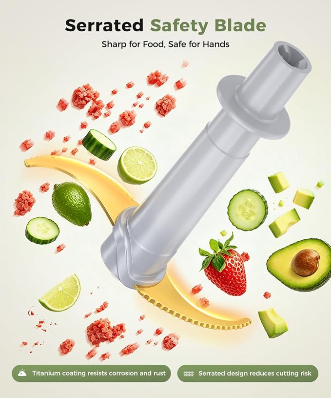 Food Processor Electric Food Chopper Meat Grinder & Vegetable Chopper with Magnetic Easy-Clean Spindle & Serrated Blades, Power Copper Motor, for Meat/Vegetables/Baby Food/Ice Cubes (White)