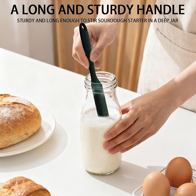 2Pcs Silicone Jar Spatula,9 Inch Jam Spreader for Peanut Butter,Heat-Resistant Food-Grade Jar Blender,Kitchen Spatula for Scraping Icing Bread Cream, Jam (Black)