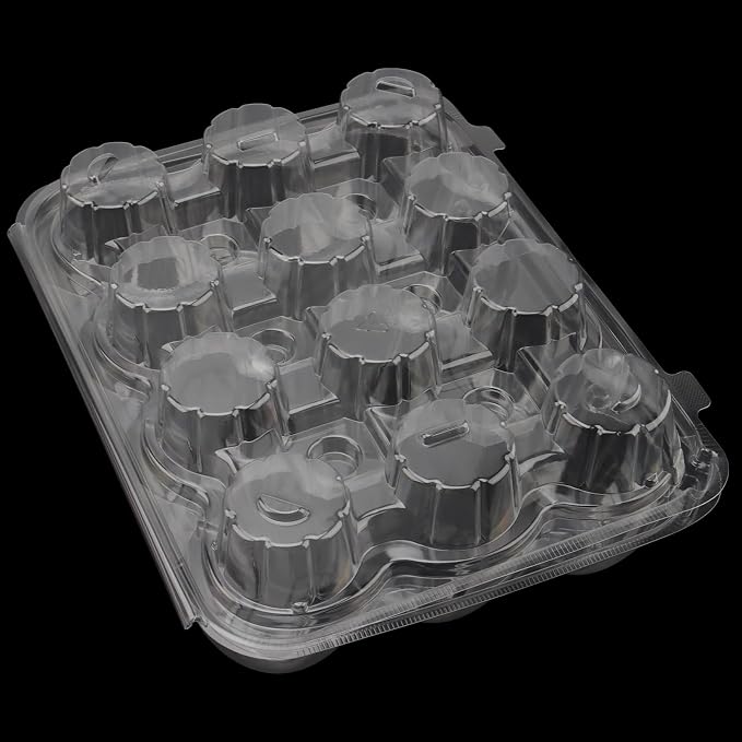 HOIGON 20 Pack Clear Cupcake Containers 12 Count, Plastic Dozen Cupcake Boxes with Dome Lid, Disposable Cupcake Carrier Holders for Display and Transport