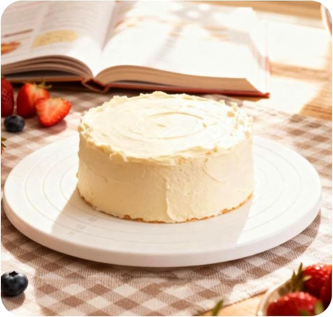 2PCS Cake Decorating Turntable 5.5inch Revolving Stand, Plastic Round Rotating Cookie Swivel for Home Kitchen Baking Tools Accessories Supplies Cupcake Pastry, White