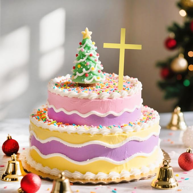 ONLYKXY 6pcs Gold Big Cross Cake Side Decor Acrylic Cross Cupcake Topper Glitter Pick for Theme Party Craft DIY,Bless,Wedding, Bridal Shower,Christmas,Hallowmas,Birthday Baptism,3.14x5.5in