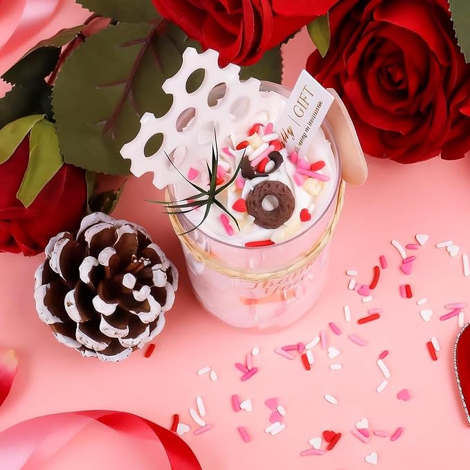 Valentines Sprinkles for Cake Decorating, 8Oz White Pink and Red Heart Sprinkles, Edible Nonpareil Sanding Sugar Heart Confetti Jimmies Mix for Ice Cream Cupcakes Brownie Cookie Baking Topping