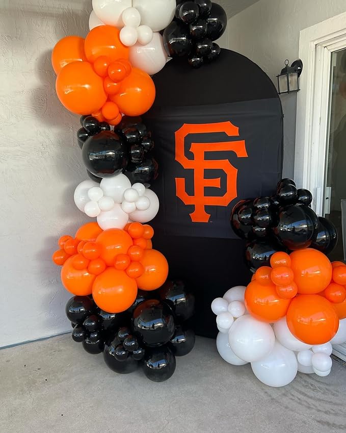 Black White Orange Balloon Arch Kit, 140Pcs Black Orange White Halloween Balloon Garland kit, 18 12 10 5 Inch Different Size Balloons for Halloween Birthday Thanksgiving Day Party Decorations