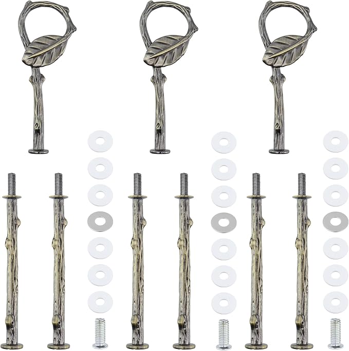 3 Tier 14" Tier Cake Tray Stand Hardware Fitting Holder Rod(Bronze) | 3-Level Leaf-Shaped Heavy Duty Stand Handle for Serving Cake Stand Wedding Party Display (3Pcs)