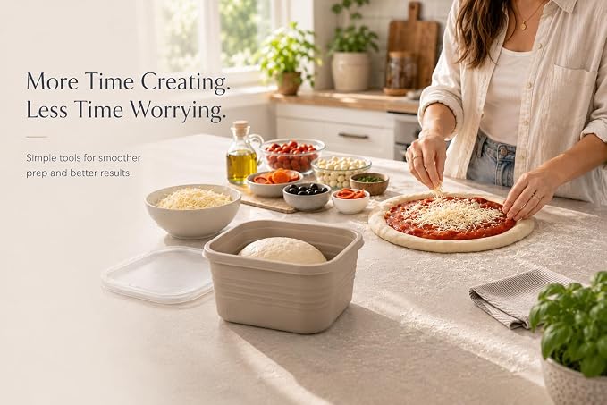 Pizza Dough Proofing Box Set of 3, Collapsible Dough Bowl Containers with Airtight Lids, Bread Proofing Box for Sourdough and Artisan Loaves, Stackable Bread Proofer for Home Bakers