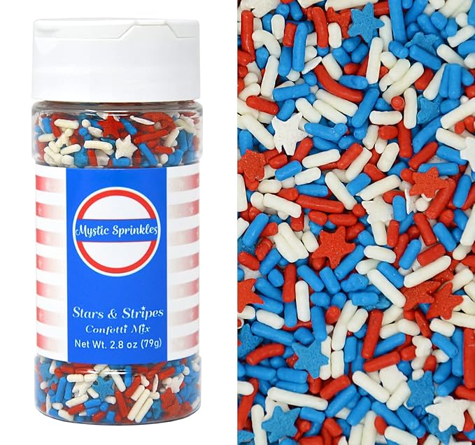 Mystic Sprinkles Fourth of July Sprinkles Mixes (Stars & Stripes Confetti Mix 2.8oz)
