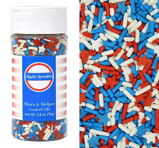 Mystic Sprinkles Fourth of July Sprinkles Mixes (Stars & Stripes Confetti Mix 2.8oz)