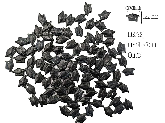 Edible School Graduation Sprinkles, Black Graduation Caps Mixed with RoyalBlue & White, Black & Red Jimmies for Ice Cream Cupcakes Cookies Topping Cake Decorating, 4.23 oz