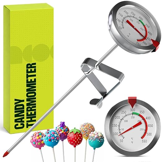 CRAFT911 Candy Thermometer with Pot Clip - Deep Fry Oil Thermometer for Frying and Candle Making (White)