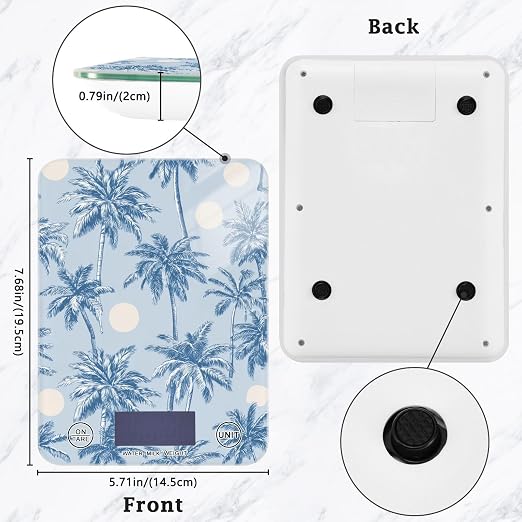 Food Scale Kitchen Scale Food Weight Scales Digital Weight Grams and Ounces Small Electronic Food Scale for Baking Cooking Light Blue Palm Trees and Sun