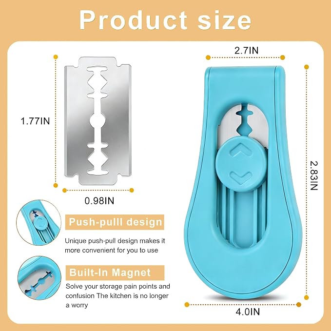 2pcs Magnetic Bread & Sourdough Lame Tool Set, Scoring Tool for Sourdough Bread, 10pcs Stainless Steel Blades, 2-in-1 Magnet Box Cutter, Multi-Use for Baking Office Picnics Kitchen Home (Red&Blue)