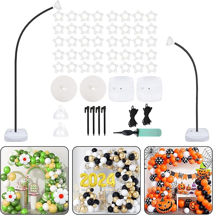 AerWo Balloon Arch Kit 9.35FT & 6FT, Free Bending Half Balloon Arch Stand with Base, Floor Balloon Arch Frame Backdrop for Wedding Birthday Party Baby Shower Yard Lawn Home Christmas Decorations