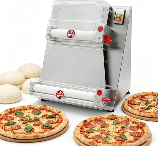 Electric Dough Sheeter Machine 4-15.7 inch Pasta Maker Machine for Icing Pizza Dough Roller Sheeter 370W Automatic Commercial Pizza Press Stainless Steel for Bread Marzipan Puff Pastry