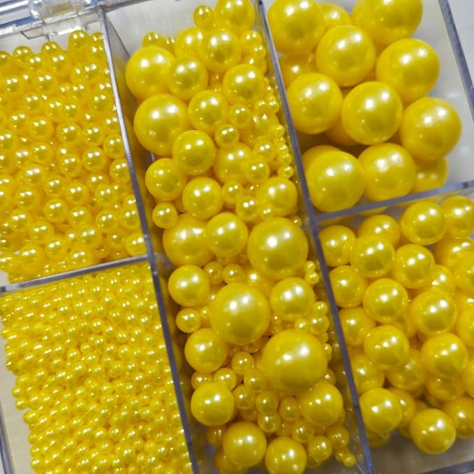 HeDeon&Rles Yellow Pearls Sprinkles for Baking Yellow Sprinkles 90g/3.17oz 4 Size Mix Edible Pearls for Cake Cupcake Pancake Icing Decoration