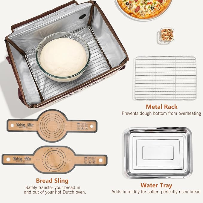Folding Bread Proofing Box with 50-113F Temperature Control | Dough Proofer with 48H Timer for Sourdough Baking Box with Metal Rack for Homemade Bread, Pizza, Yogurt, Kombucha