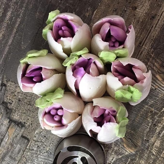 1 Piece Stainless Steel Extra Large Russian Tulip Flower Pattern Icing Tips,Pastry Russian Piping Nozzles for Marshmallow Bouquet,Cake Decorating Piping Tips,Flower Frosting Nozzles for Decorating