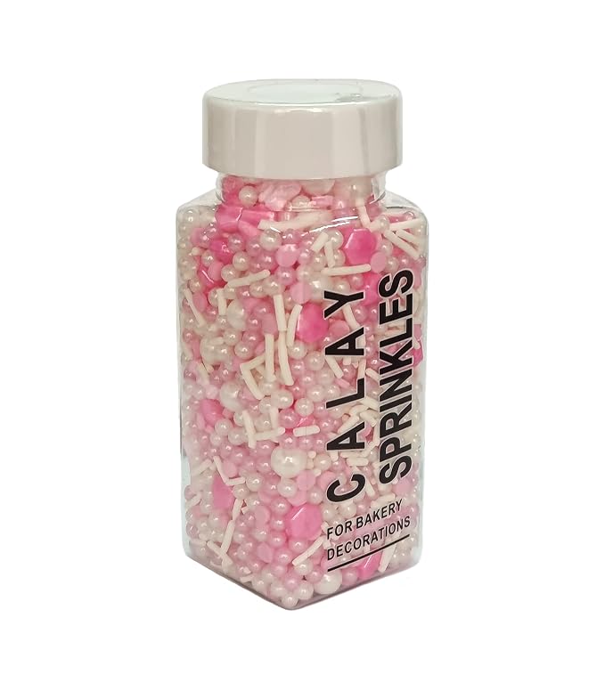Sentovac Edible Pink Crown Mix Sprinkles for Decorating | Edible Cake Cupcake Sprinkles 1 Bottle 3.53oz/ 100g | Cookie and Ice Cream Topper Decorations