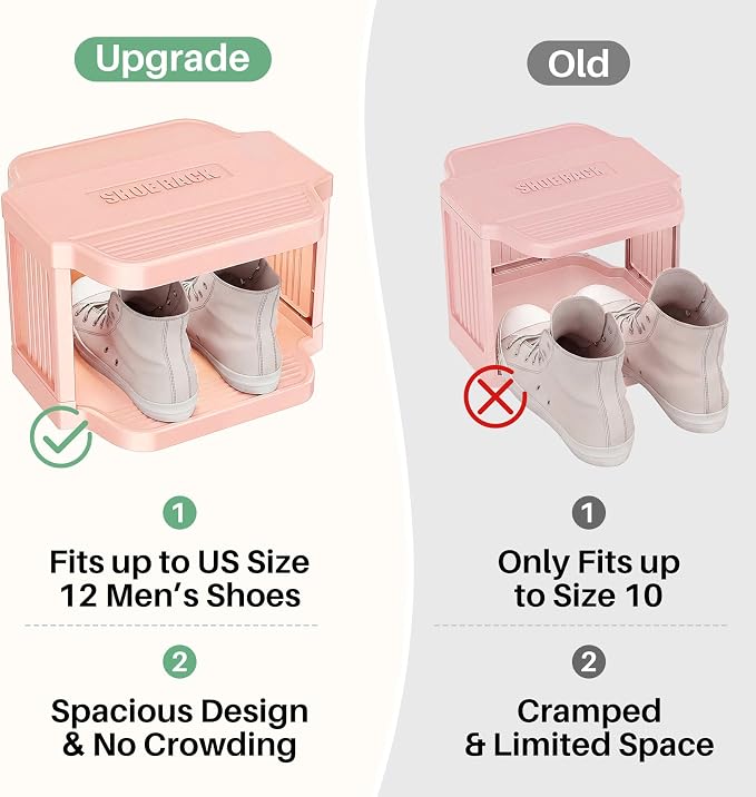 Kitstorack 5-Tier Vertical Plastic Shoe Rack, Freestanding Stackable Shoe Storage Organizer Cubes Shoe Shelf Tower or Small Closets and Tight Spaces, Pink