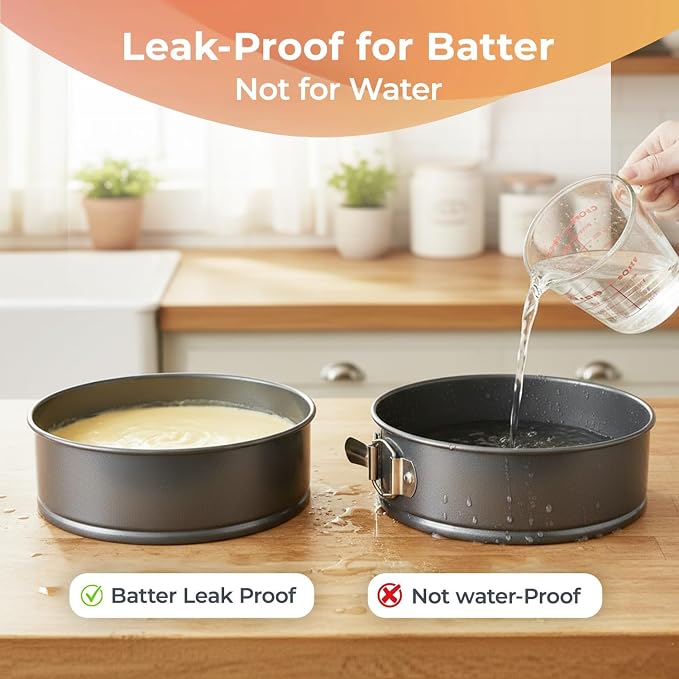 RFAQK 9 Inch Springform Pan Nonstick Leakproof - Spring Form Pan for Cheesecake with Removable Bottom, Include Spatula & 50pcs Parchment Paper, Recipe E-Book - Ideal for Baking Cakes, Pizzas, & More!