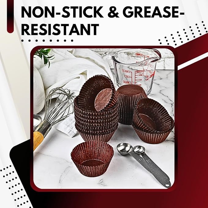 Green Direct Cupcake Liners - Standard Size Cupcake Wrappers to use for Pans or carrier or on stand - Paper Baking Cups, Brown, (Pack of 500)