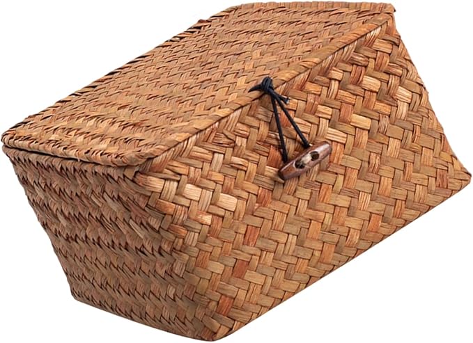 Covered Handcrafted Rattan Storage Basket User Friendly Materials for Neat Organization in Various Rooms User Friendly Organizers