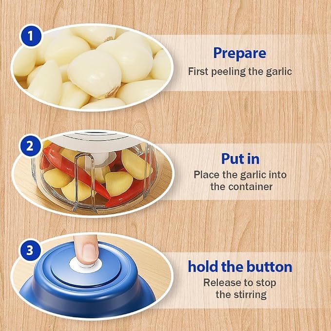 2026 Upgrade Electric Garlic Chopper, Electric Mini Food Processor Portable Veggie Cutter Chopper, USB Rechargeable Wireless Food Chopper for Mashing Garlic, Chili, Onion, Fruit, Ginger (Purple 320ml)
