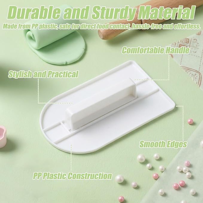 4 Pcs Fondant Smoothing Cake Scraper Smoother Cake Decoration Icing Smoother & Polisher Plastic Fondant Corner Smoothing Tools Set For Icing Sculpting And Sugar Craft White