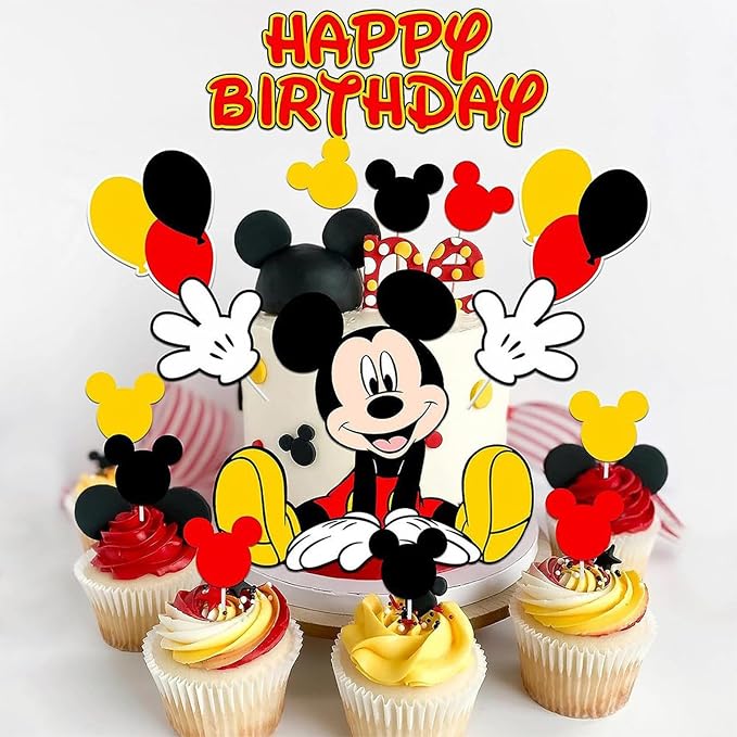 Birthday Cake Toppers, Cute Mouse Cake Decorations, Cartoon Themed Cupcake Topper, Birthday Party Supplies