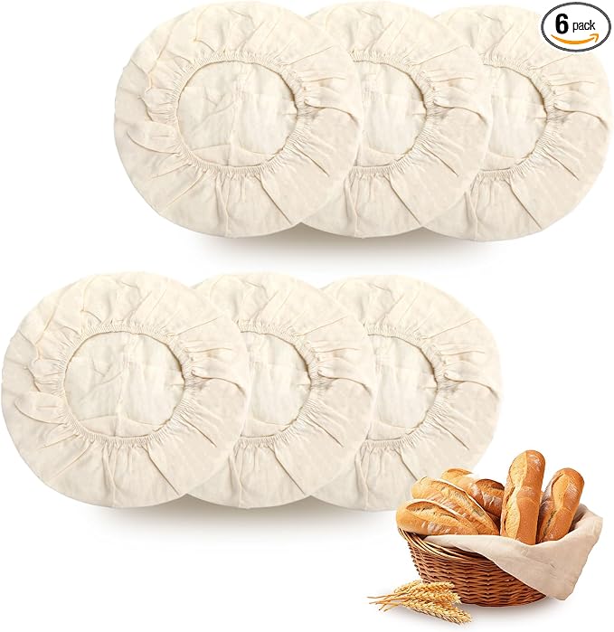 Bread Proofing Basket Cloth Liner 6Pcs Natural Rattan Banneton Liner 9 Inch Round Banneton Bread Proofing Cover Basket Cloth Liner Sourdough Bread Baking Supplies Cloth Bowl Covers for Bread Proofing