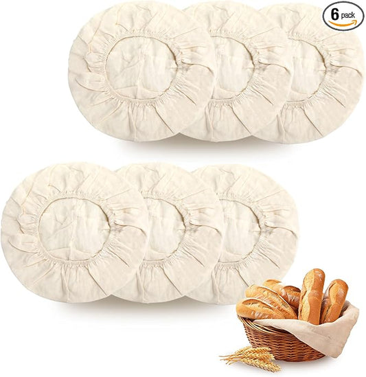 Bread Proofing Basket Cloth Liner 6Pcs 10 Inch Round Banneton Liner Natural Rattan Banneton Bread Proofing Cover Basket Cloth Liner Sourdough Bread Baking Supplies Cloth Bowl Covers for Bread Proofing