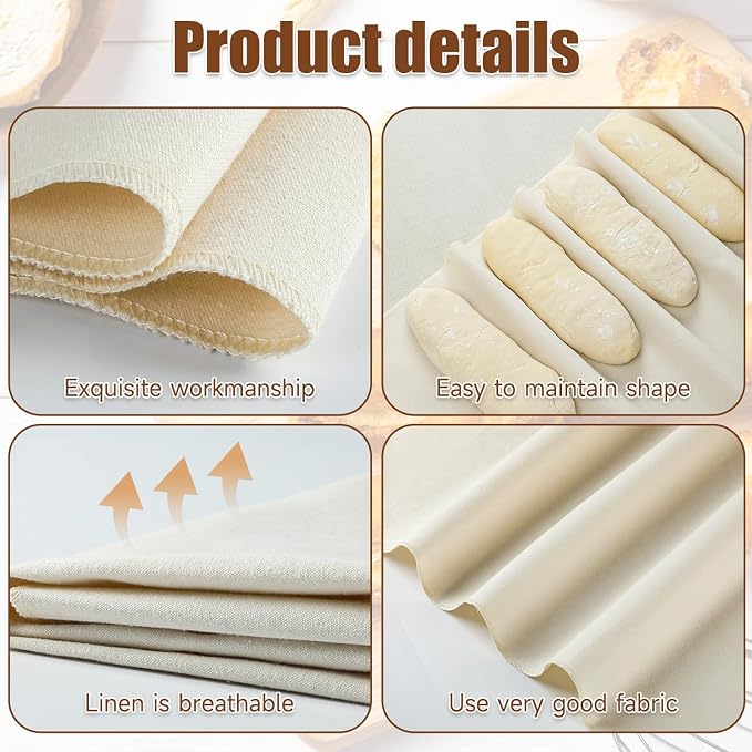 1 Pcs Thickened Bread Proofing Cloth for Baking Sourdough,28x28inch Bread Basket Flour Sack Towels for Dough, Baguettes, Loaves, Pastry, Homemade Bread