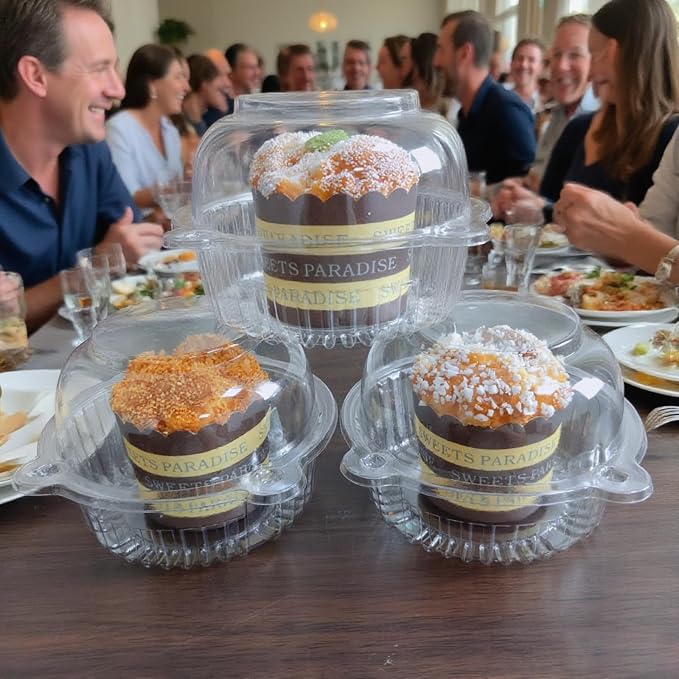 100Pack Jumbo Muffin Container,Extra Clear Plastic Muffin Cartons | Jumbo Transparent Plastic Muffin Cartons,Disposable Clear Plastic Single Muffin Holders,Cupcake Boxes Bulk,Size 5.3 * 3.6inch