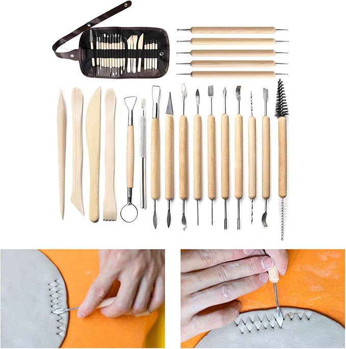 Mllepjdh 21 Pieces Fundamental Clay Tools Kit Clay Carving Modeling Tools Fondant Sculpting Shaping Tools For Beginner Kids Adult Clay Fondant Modeling Tools For Kids Teens Adults
