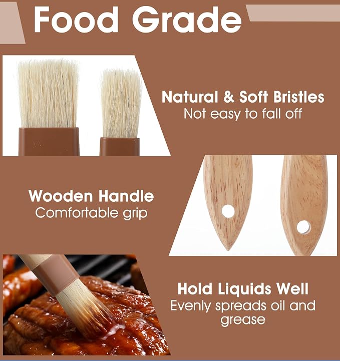 4 Pcs Pastry Brush for Baking, Pastry Brushes Cooking Brush, Heat Resistant, Kitchen Brushes for Oil, BBQ Grill, Butter Sauce, Baking