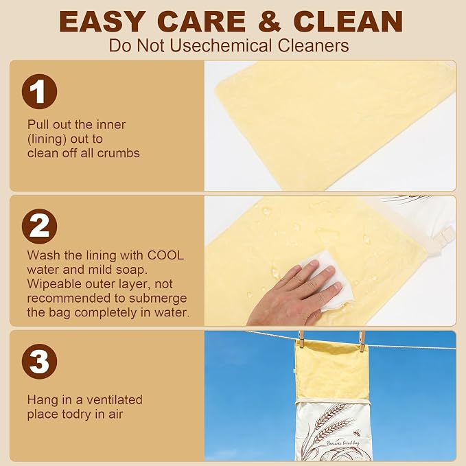2-Pack Beeswax Bread Bags & 3 Wraps for Sourdough & Homemade – Fold Buckle | Natural cotton, 17x13 in bag with roll & buckle. Includes 3 wraps S/M/L. Reusable, freezer safe, washable, keeps bread fresh.