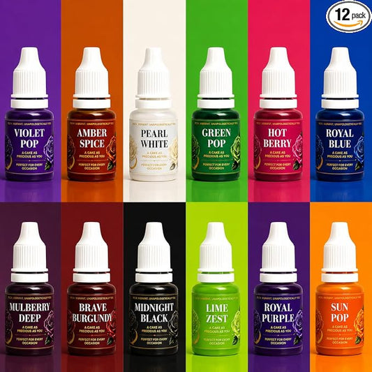 Confect Halloween – Spooky Bakes Gel Food Coloring Set – 12 Highly Pigmented Colors for Buttercream, Cakes, Cookies, Macarons & Baking – 10mL Bottles