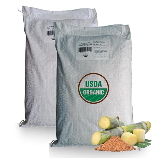 Just Panela Organic Unrefined Cane Sugar 22 Pound Pack of 2 | 100% Unprocessed, Raw Sugar | Panela Great for Baking, Cooking & Sweetening | Healthier Alternative to Regular Refined Sugar