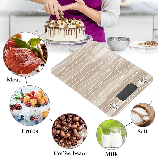Food Scale Kitchen Scale Food Weight Scales Digital Weight Grams and Ounces Small Electronic Food Scale for Baking Cooking Light Brown Boho Wave