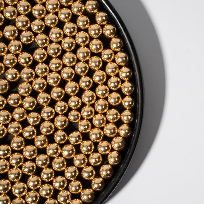 NIPEOR Gold Pearls Sparkling 7mm, 4.6oz/130g Round Sprinkles for Cake Decorating,Cupcake Candy Sprinkles for Ice Cream Toppings (Golden 7mm Sparkling Pearls)