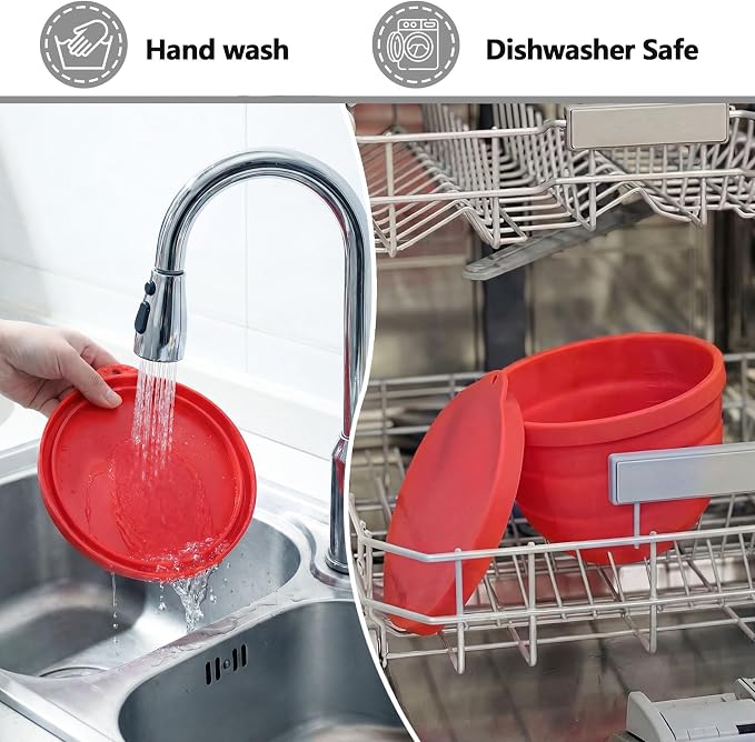 Foldable Silicone Bowl Liners for KitchenAid Mixer 3.5QT, Collapsible Kitchen Aid Bowl Insert with Airtight Lids, Thick Heat/Cold Resistant Silicone Mixing Bowl Liners, 3 Pack
