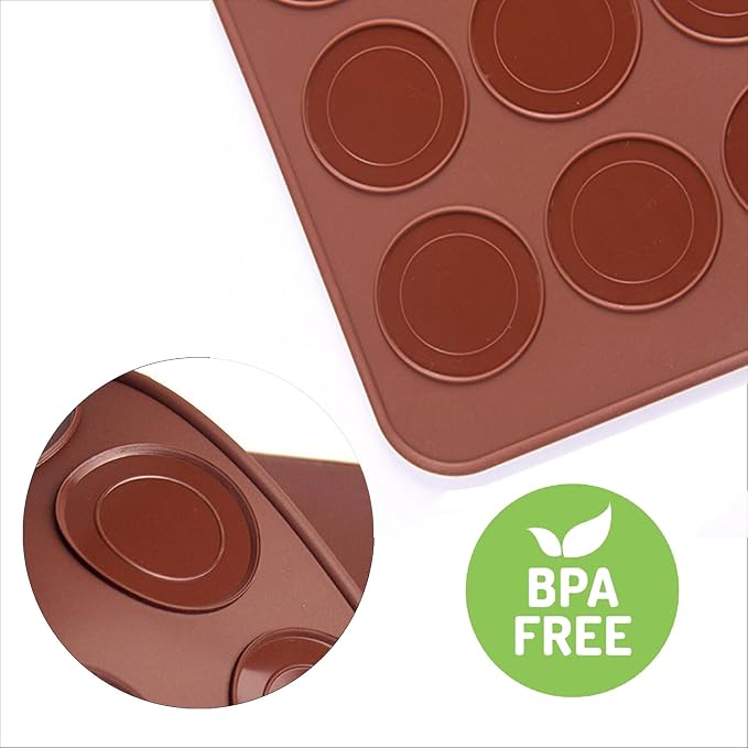 beicemania® Silicone Classic Round Macaron Baking Mat for 15 Macarons Macaroons Biscuits Cookies