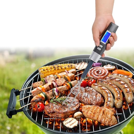 Digital Meat Thermometer Fork - 13.7" Instant Read BBQ Thermometer Fork | with LCD Display,Accurate Fast Reading Grill Fork for Kitchen Cooking,Turkey & Outdoor Grilling