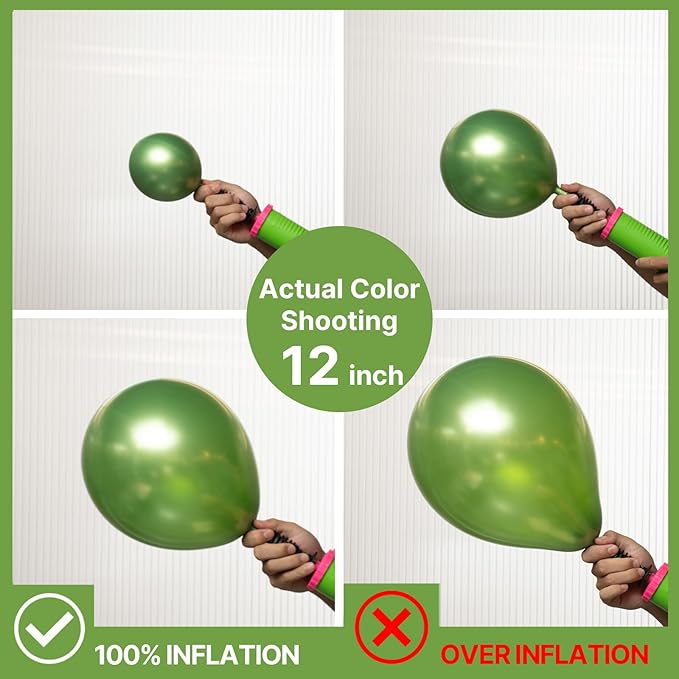 PartyWoo Metallic Green Balloons 100pcs Different Sizes of 18 12 10 5 Inch Metallic Apple Green Balloons for Graduation Spring Forest Summer Wedding Baby Shower Birthday Party Decorations Green-G121